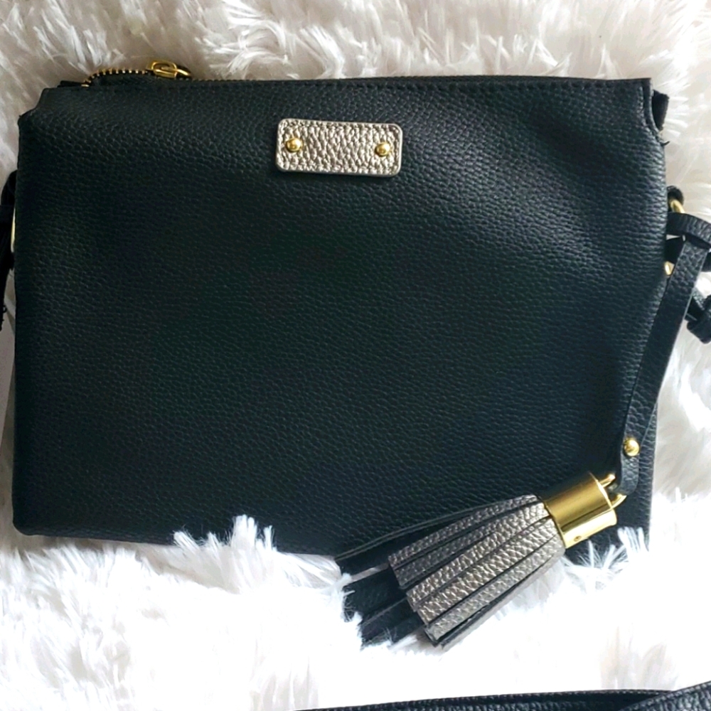 Women's purse/clutch black and silver gray